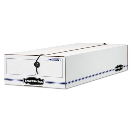 Bankers Box Bankers Box, 9-1/4X4-1/4x23-1/4, PK12, 9.5" W, 23.75" D, 4.5" H, Two Flaps Closure, White/Blue 00007